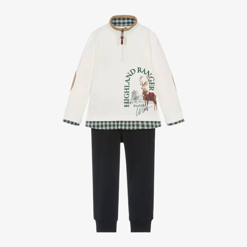Lapin House-Boys Ivory & Navy Jogger Outfit | Childrensalon Outlet
