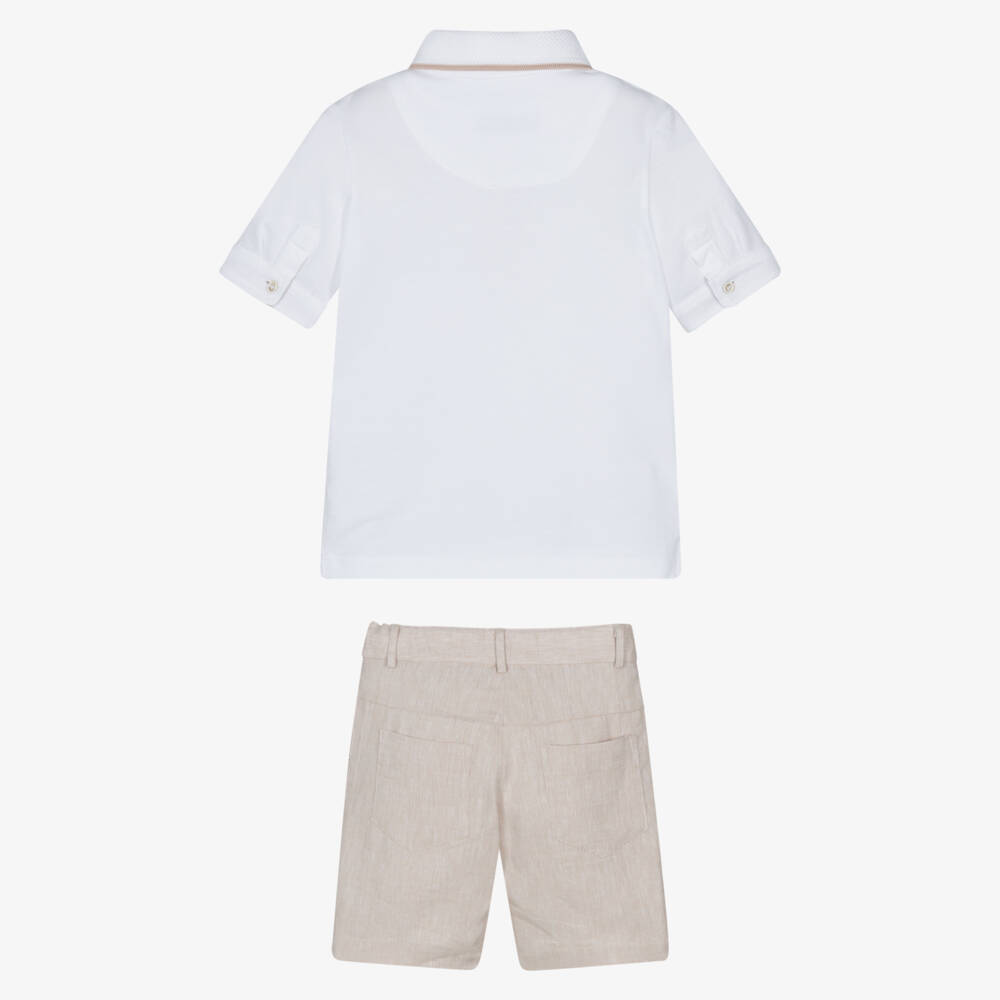 Lapin House-Кремовая рубашка поло и песочные шорты для мальчиков | Childrensalon Outlet
