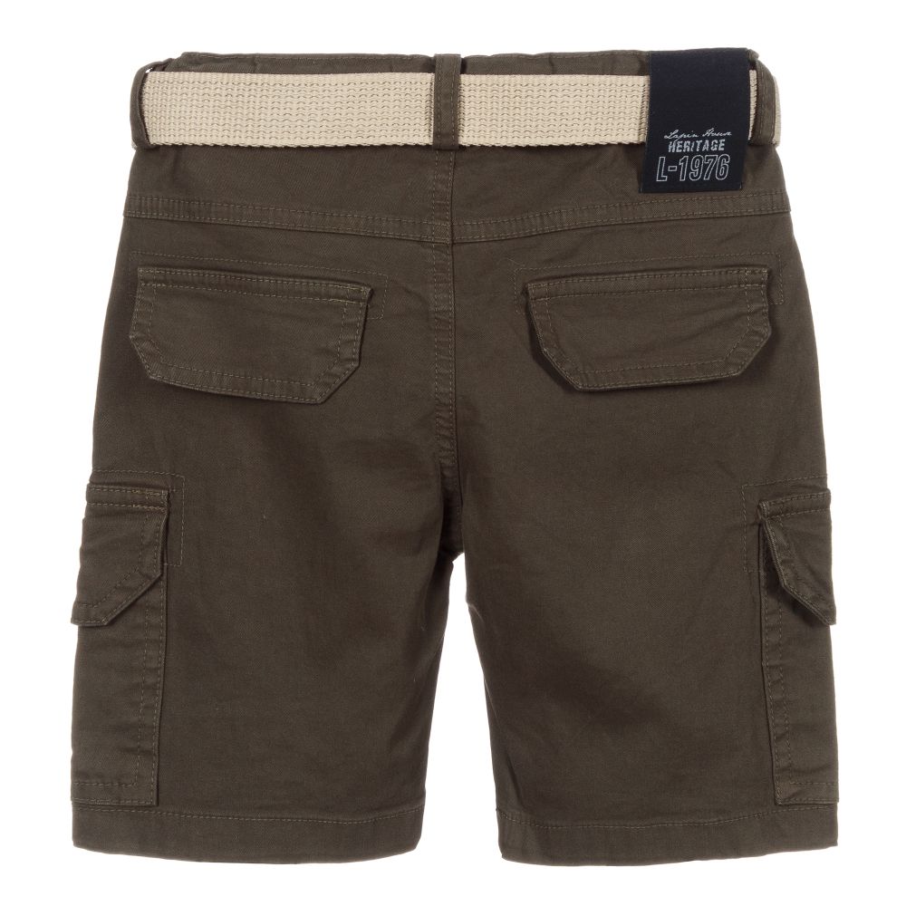 Lapin House-شورت كارغو قطن تويل لون أخضر كاكي | Childrensalon Outlet