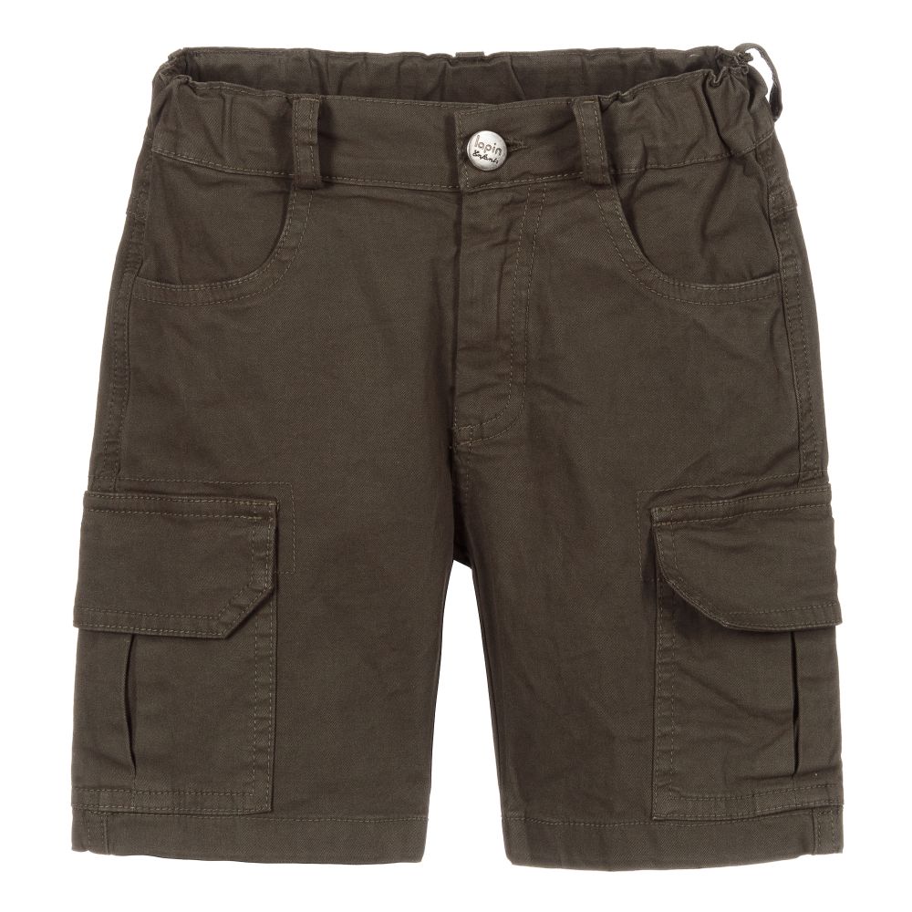 Lapin House-شورت كارغو قطن تويل لون أخضر كاكي | Childrensalon Outlet