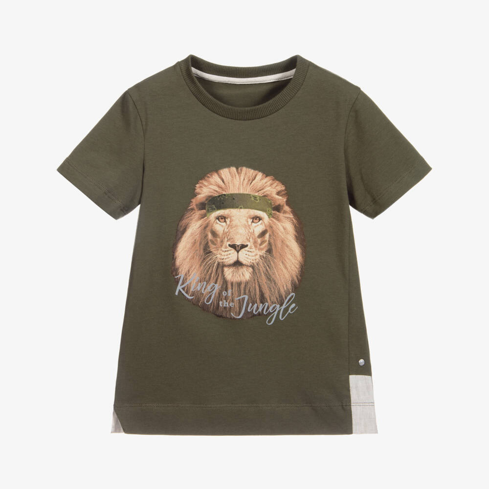 Lapin House-Boys Khaki Green T-Shirt  | Childrensalon Outlet