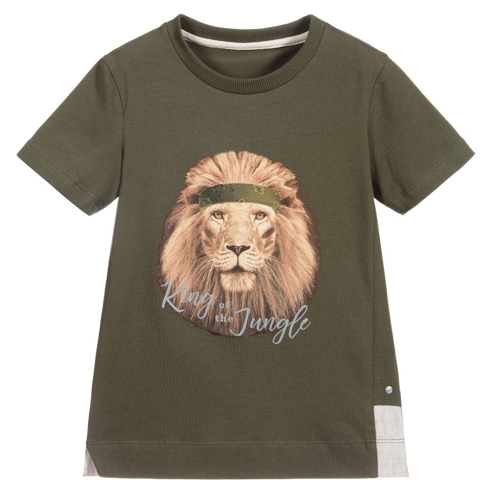 Lapin House - Boys Khaki Green T-Shirt  | Childrensalon