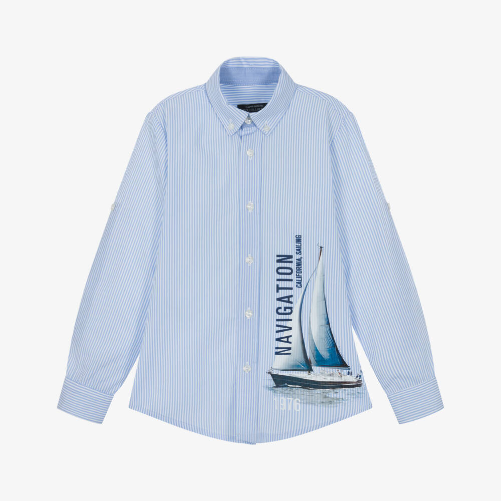Lapin House-Boys Nautical Stripe Shirt with Boats | Childrensalon Outlet