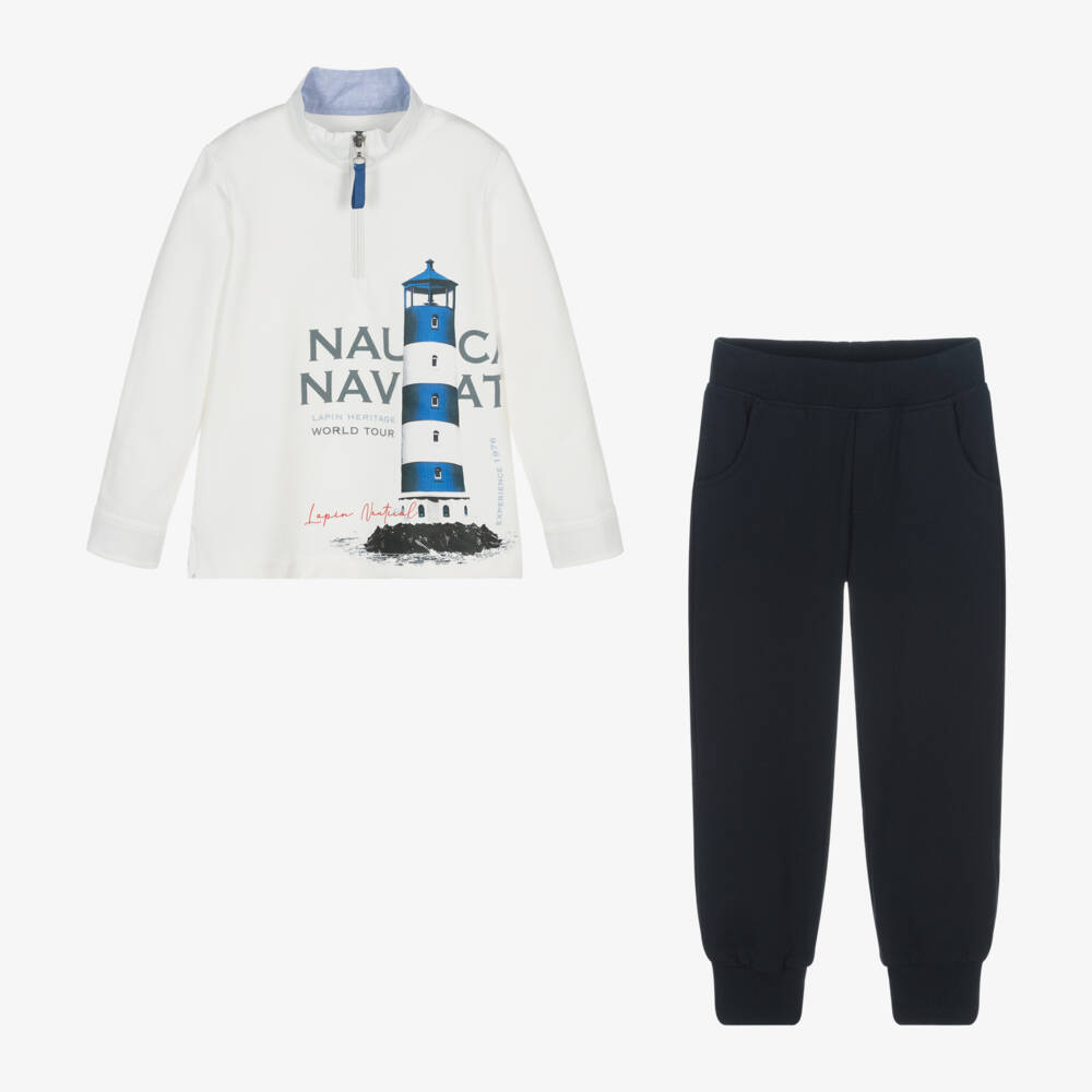 Lapin House-Boys Navy and Ivory Jogger Ensemble | Childrensalon Outlet