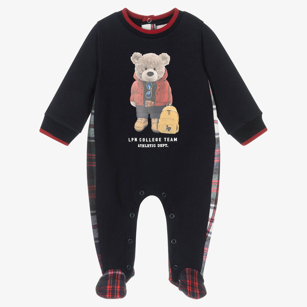 Lapin House - Boys Navy Blue Cotton Babygrow | Childrensalon