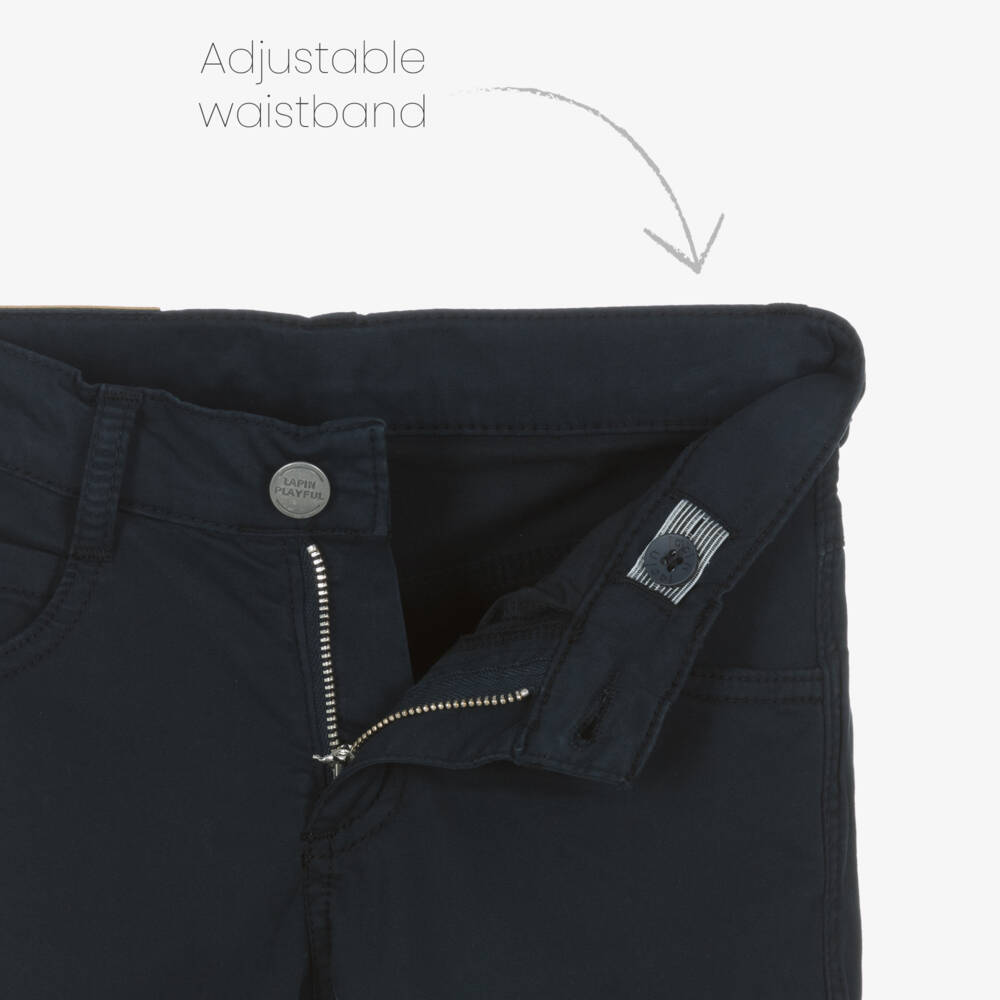 Lapin House-Boys Navy Blue Cotton Jeans with Webbed Belt | Childrensalon Outlet