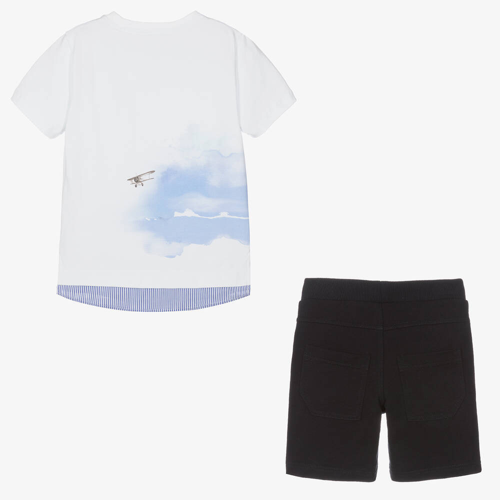 Lapin House-Boys Navy Blue Cotton Shorts Set | Childrensalon Outlet