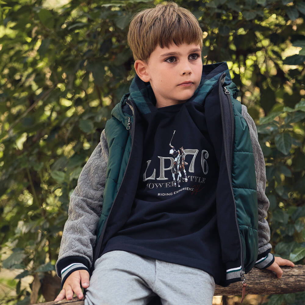 Lapin House-Boys Navy Blue & Grey Cotton Joggers Set | Childrensalon Outlet