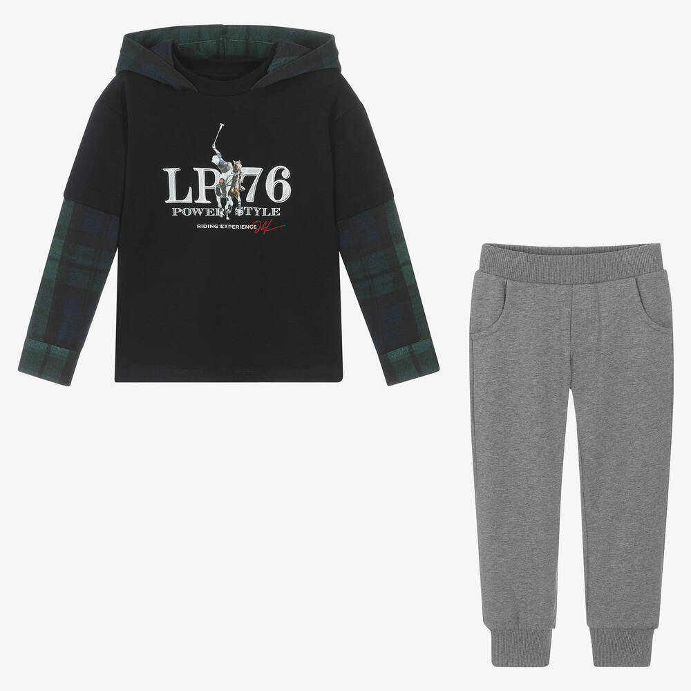 Lapin House-Boys Navy Blue & Grey Cotton Joggers Set | Childrensalon Outlet
