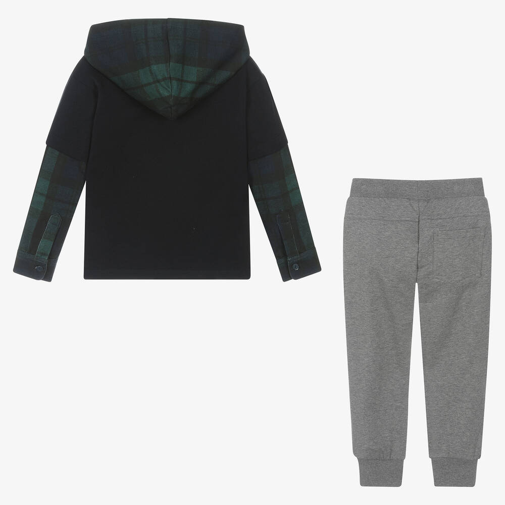 Lapin House-Boys Navy Blue & Grey Cotton Joggers Set | Childrensalon Outlet