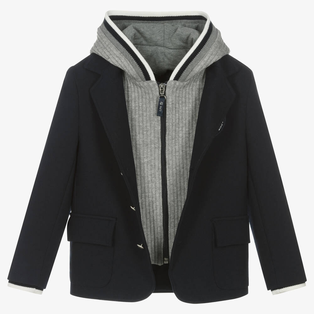 Lapin House-جاكيت هودي ميلانو جيرسي لون كحلي للأولاد | Childrensalon Outlet
