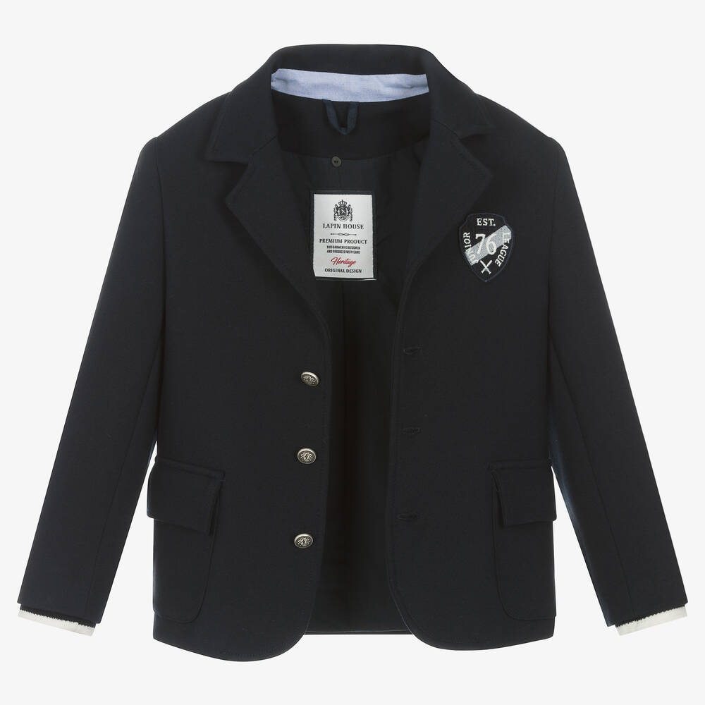 Lapin House-جاكيت هودي ميلانو جيرسي لون كحلي للأولاد | Childrensalon Outlet