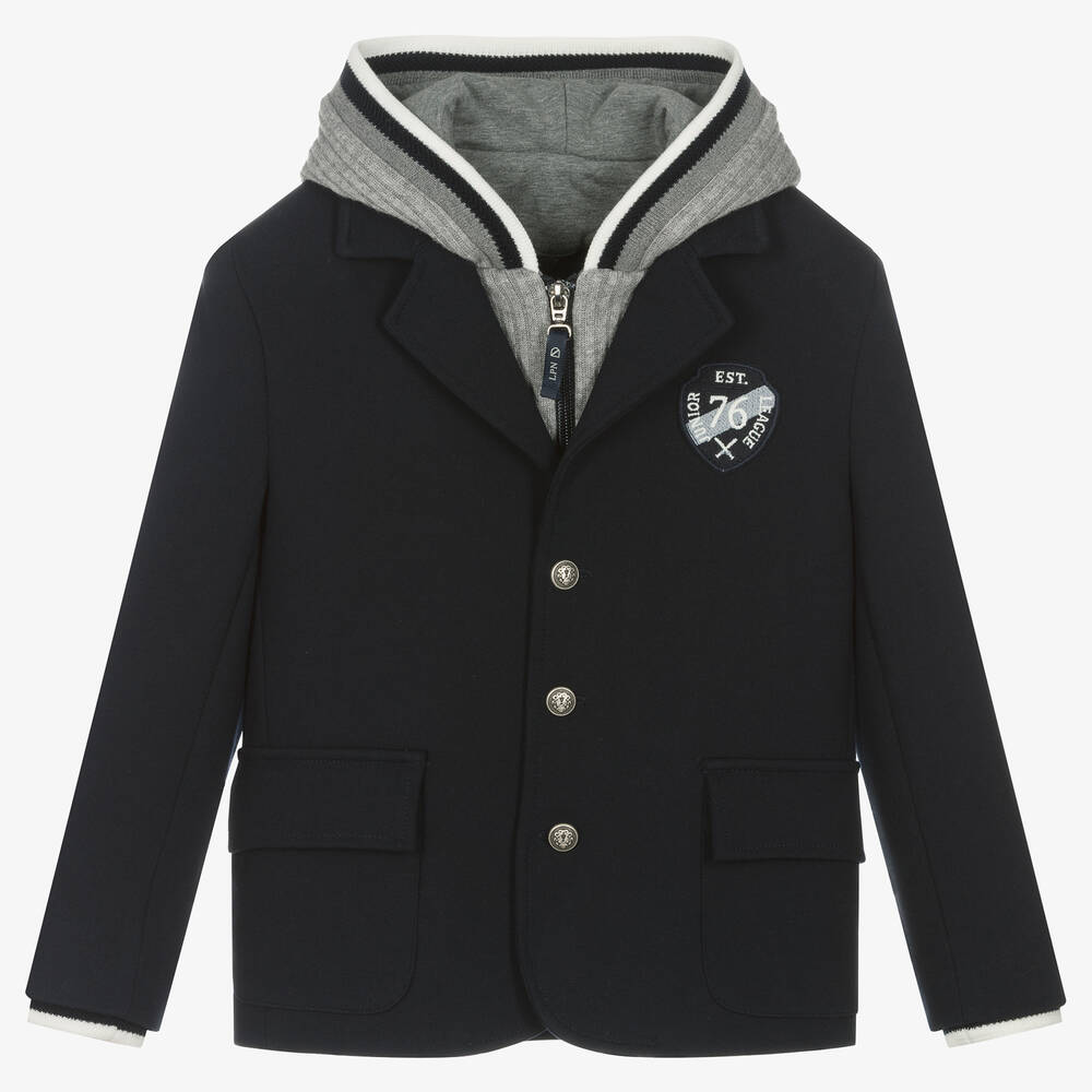 Lapin House - Boys Navy Blue Hooded Jacket | Childrensalon