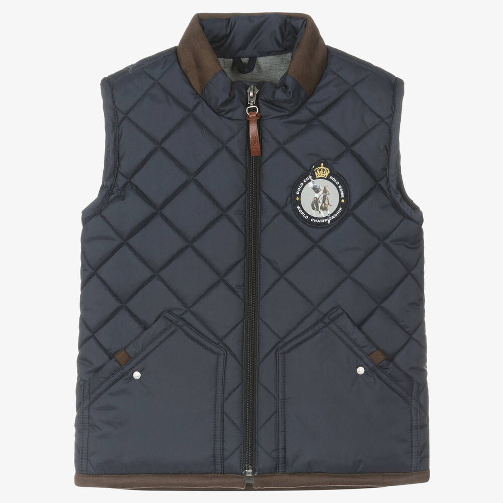 Lapin House - Boys Navy Blue Quilted Gilet | Childrensalon