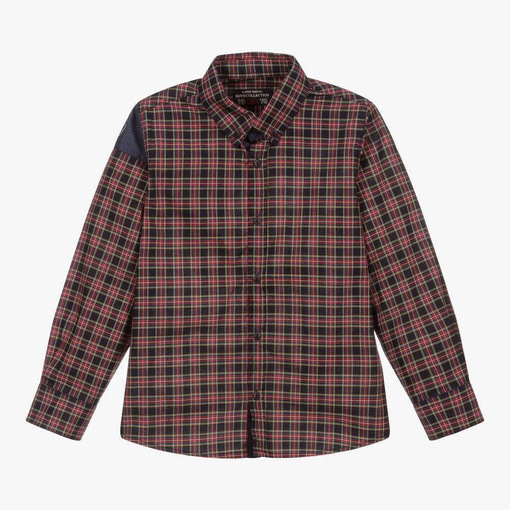 Lapin House - Boys Navy Blue Tartan Shirt | Childrensalon