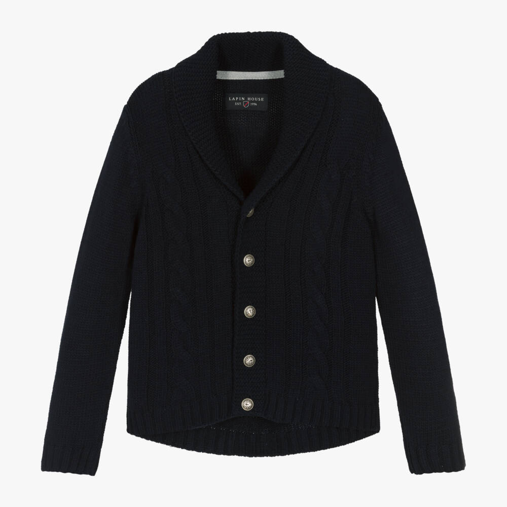 Lapin House-Boys Navy Cable Cardigan | Childrensalon Outlet