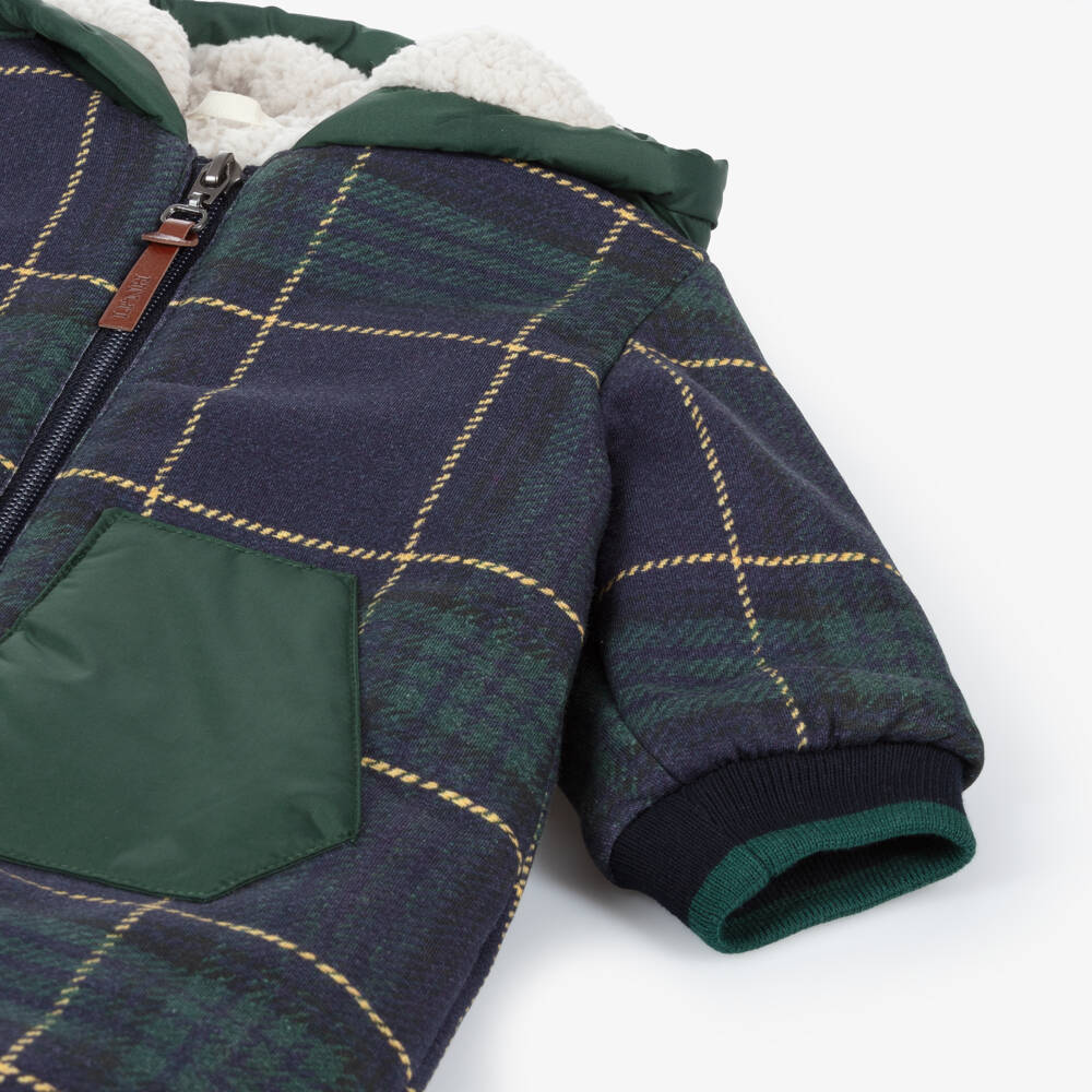 Lapin House-Boys Navy Check Cotton Pramsuit | Childrensalon Outlet