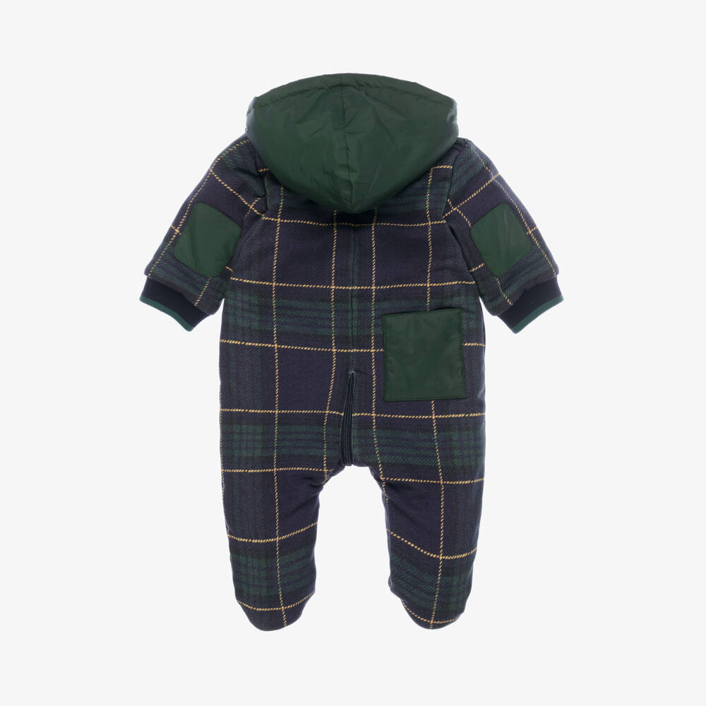 Lapin House-Boys Navy Check Cotton Pramsuit | Childrensalon Outlet