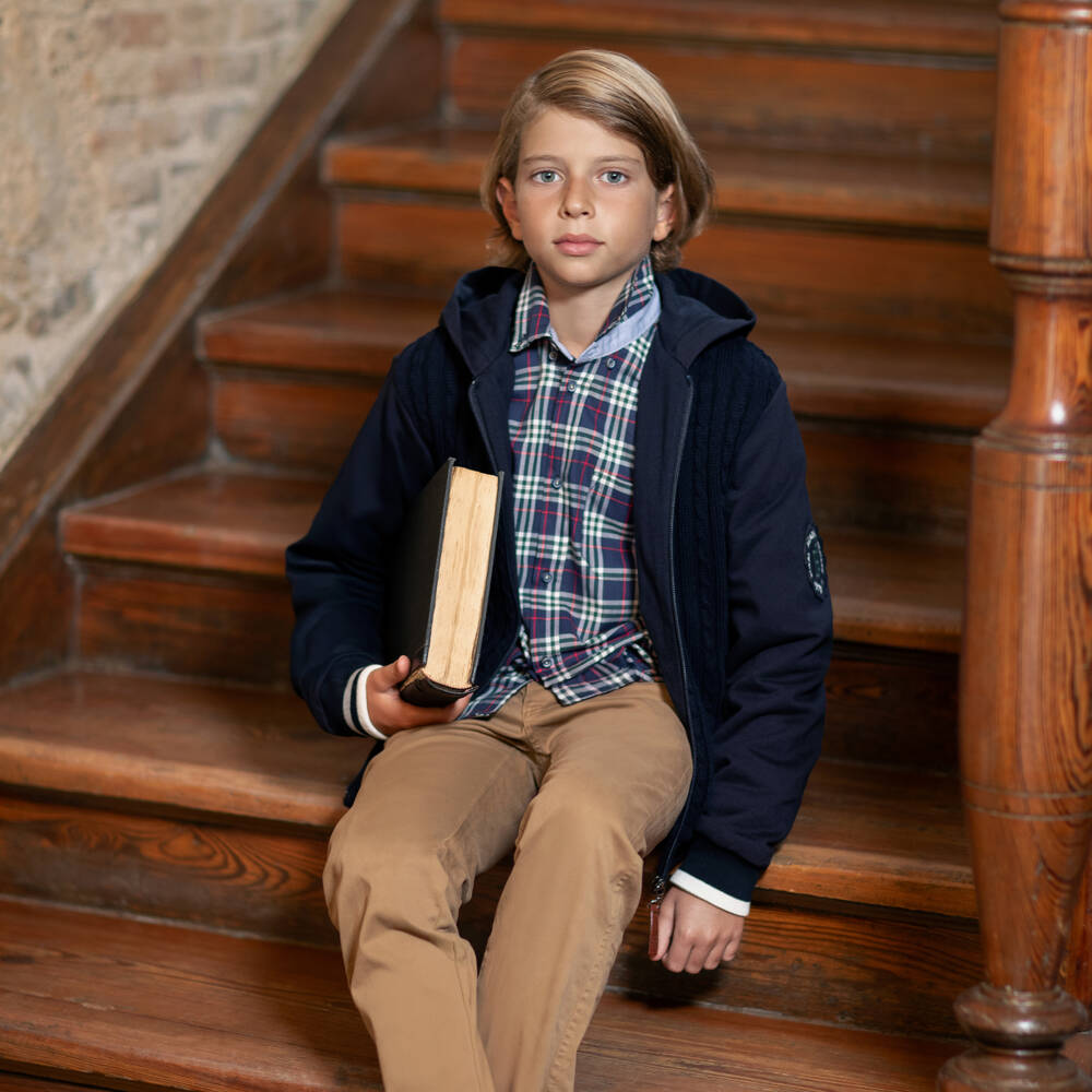 Lapin House-Boys Navy Checkered Shirt | Childrensalon Outlet