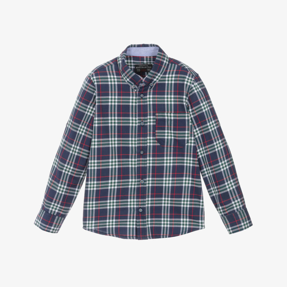 Lapin House-Boys Navy Checkered Shirt | Childrensalon Outlet