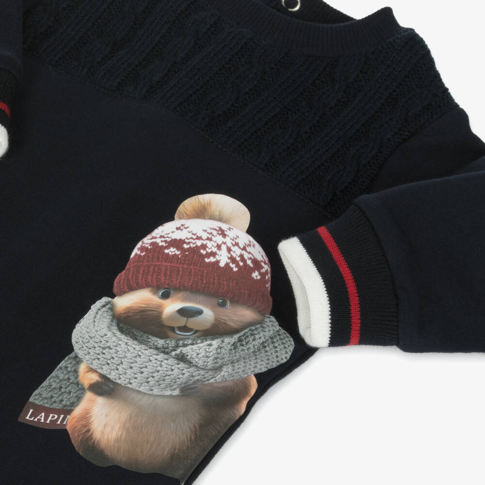 Lapin House-Boys Navy Chipmunk Print Babygrow | Childrensalon Outlet