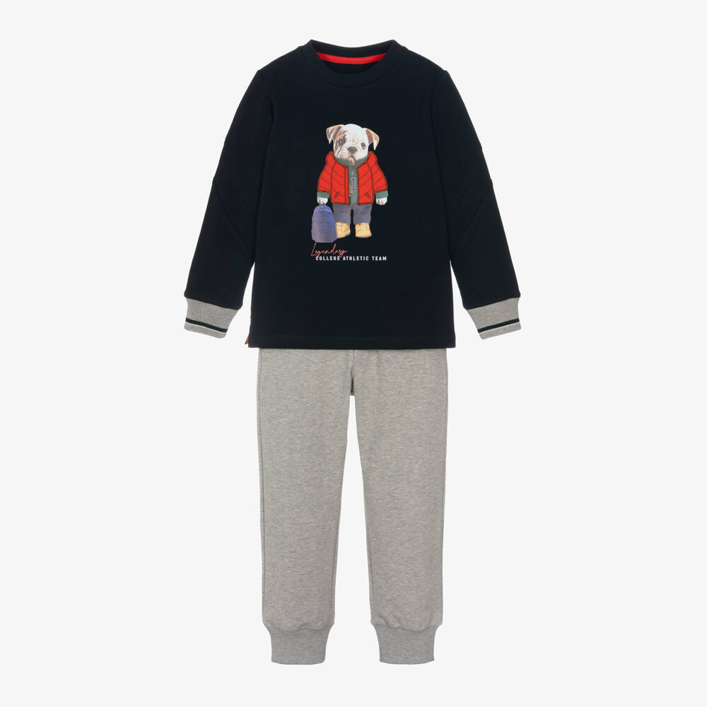 Lapin House-Boys Navy & Grey Jersey Set | Childrensalon Outlet
