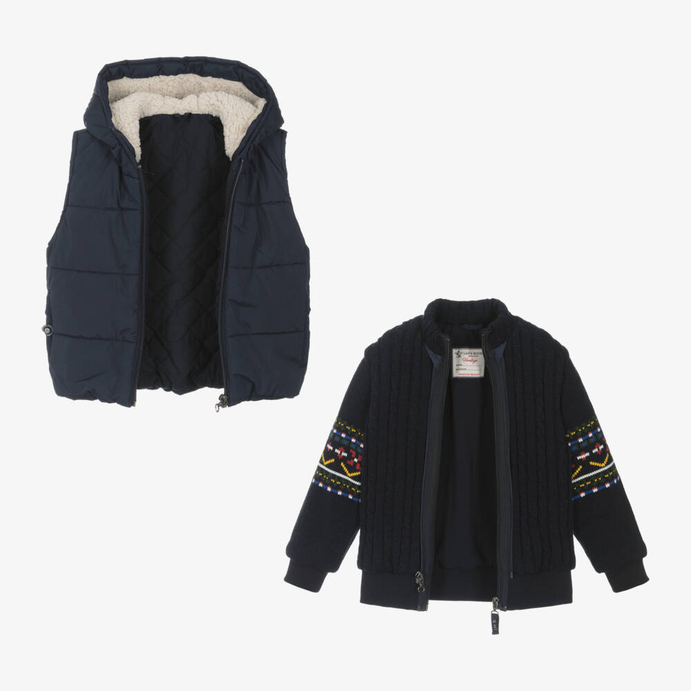 Lapin House-Boys Navy Hooded Gilet and Jumper | Childrensalon Outlet