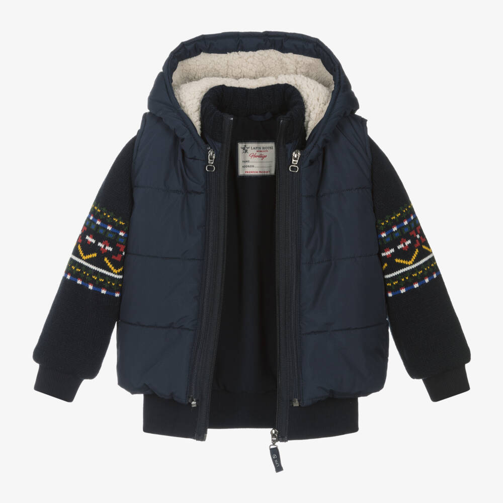 Lapin House-Boys Navy Hooded Gilet and Jumper | Childrensalon Outlet
