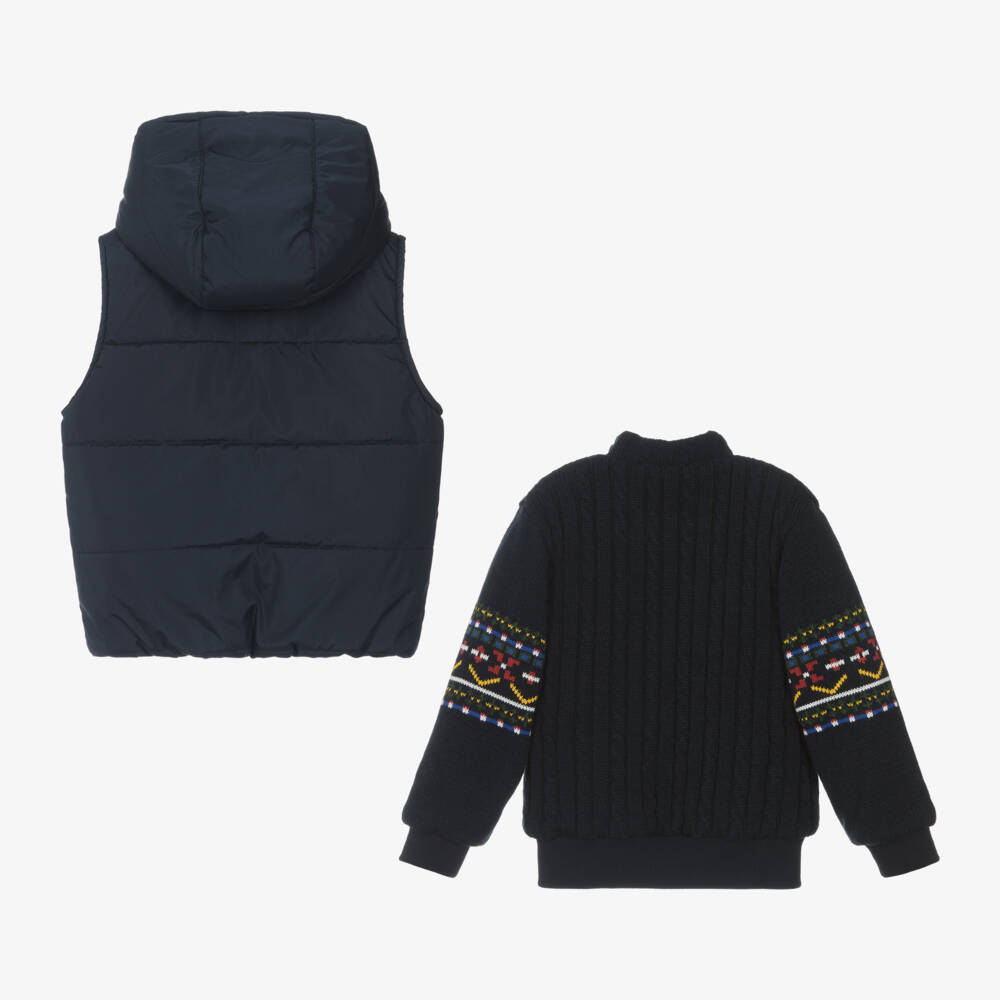 Lapin House-Boys Navy Hooded Gilet and Jumper | Childrensalon Outlet