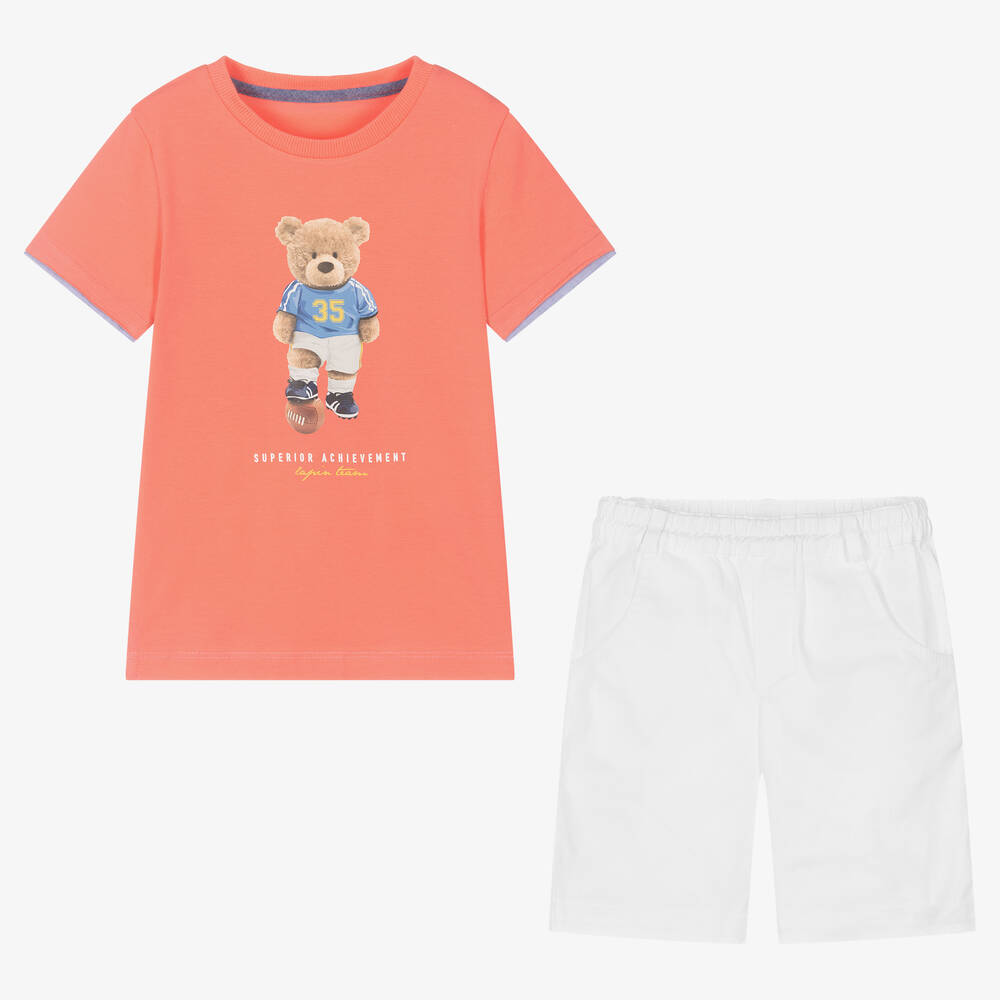 Lapin House-Boys Pink & White Cotton Shorts Set | Childrensalon Outlet