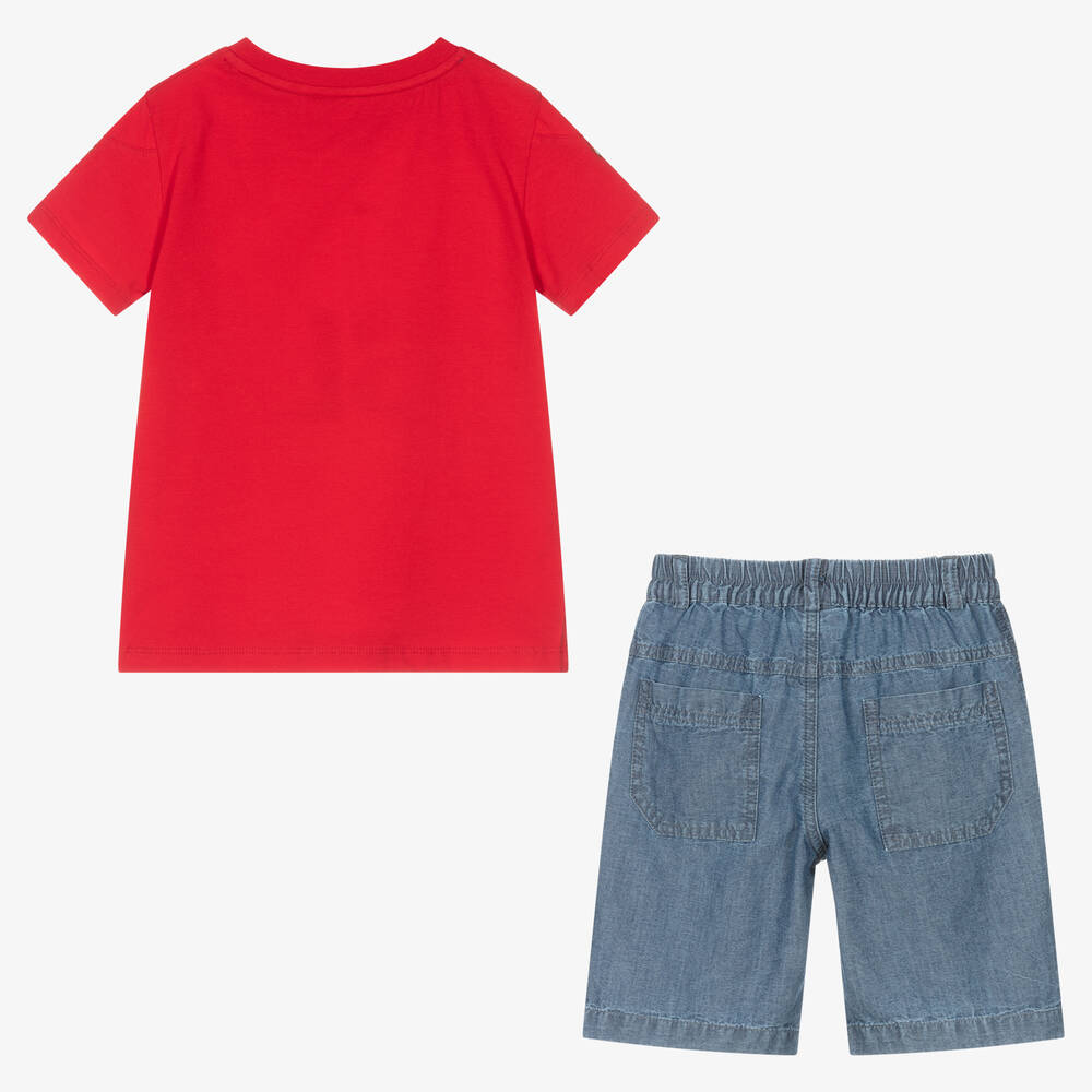 Lapin House-Boys Red & Blue Chambray Shorts Set | Childrensalon Outlet