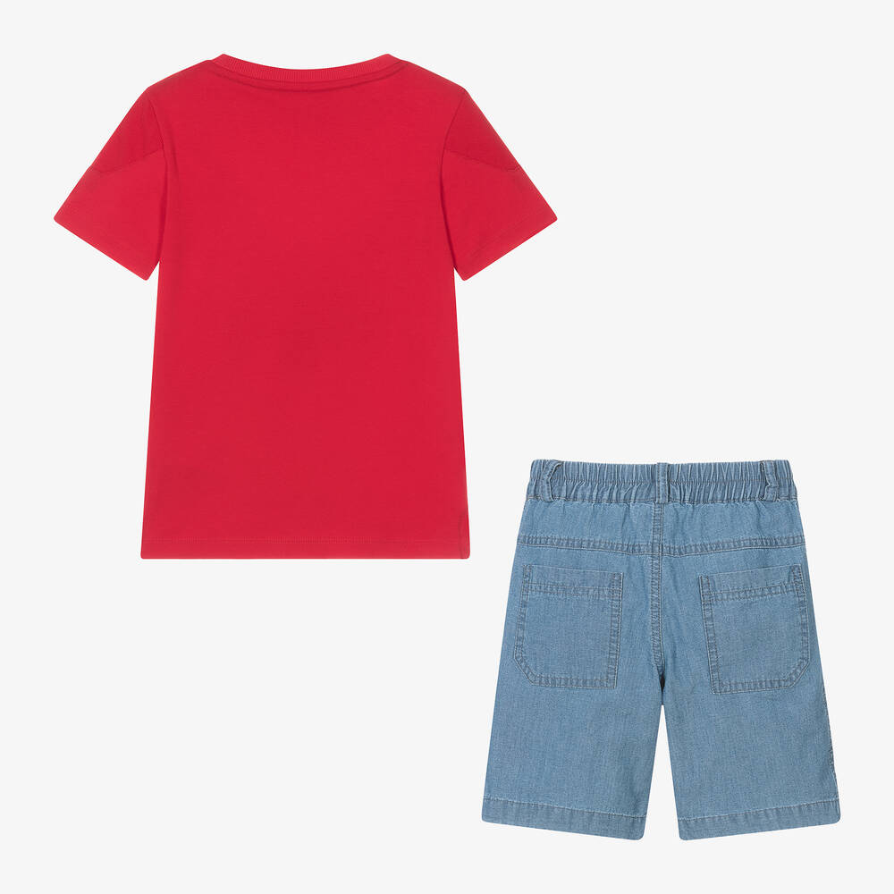 Lapin House-Boys Red & Blue Cotton Shorts Set | Childrensalon Outlet