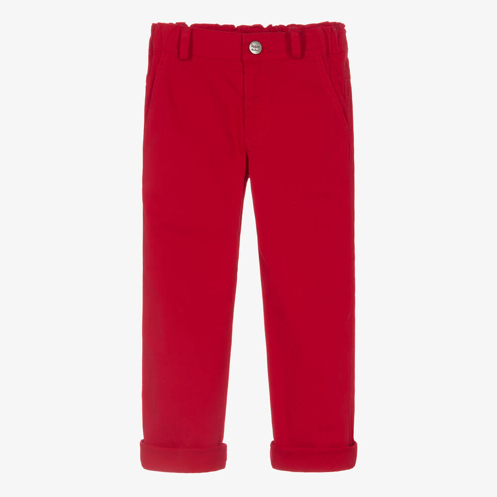 Lapin House-Boys Red Cotton Chino Trousers | Childrensalon Outlet