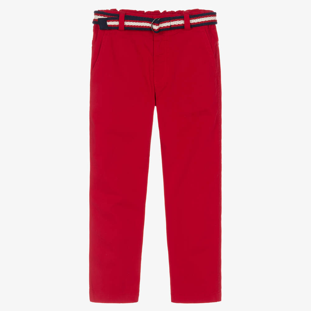 Lapin House - Boys Red Cotton Chino Trousers | Childrensalon