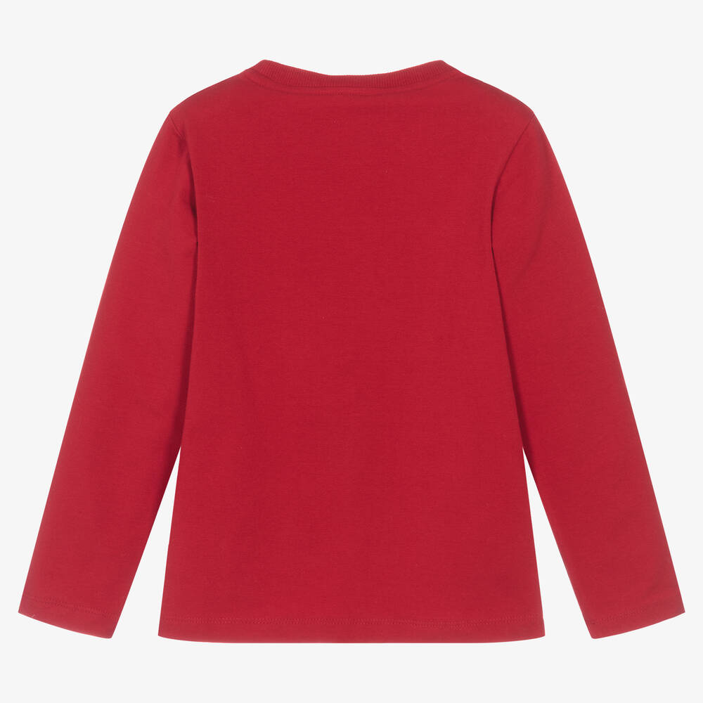 Lapin House-Boys Red Cotton Space Teddy Bear Top | Childrensalon Outlet