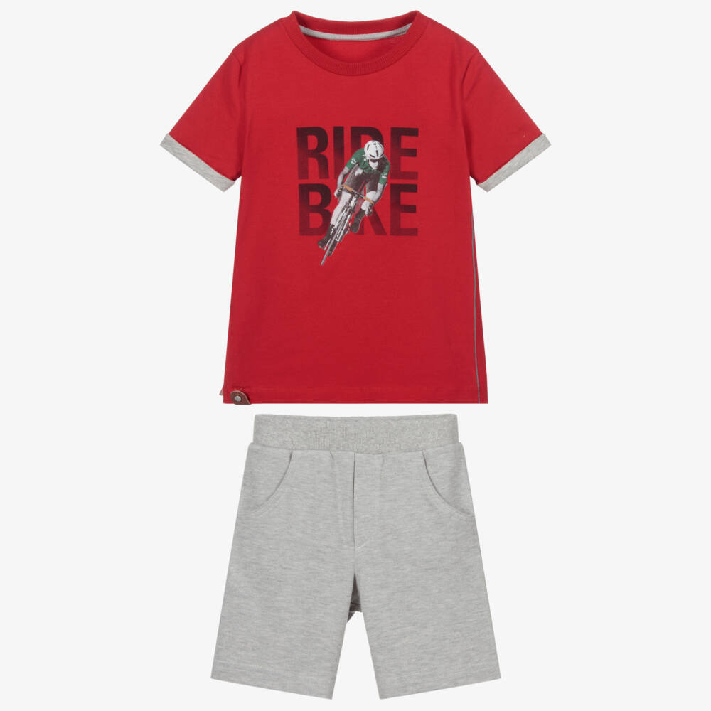 Lapin House-Boys Red & Grey Shorts Set | Childrensalon Outlet