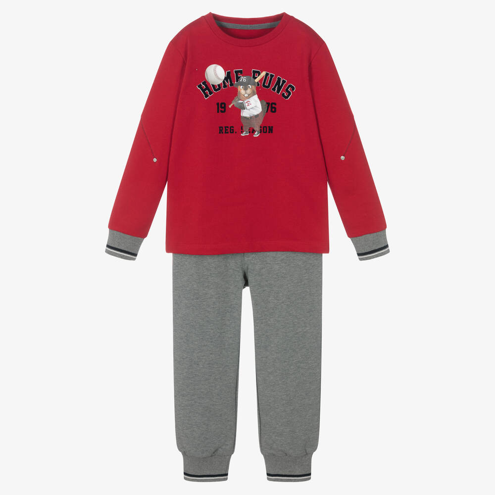 Lapin House - Boys Red & Grey Tracksuit | Childrensalon