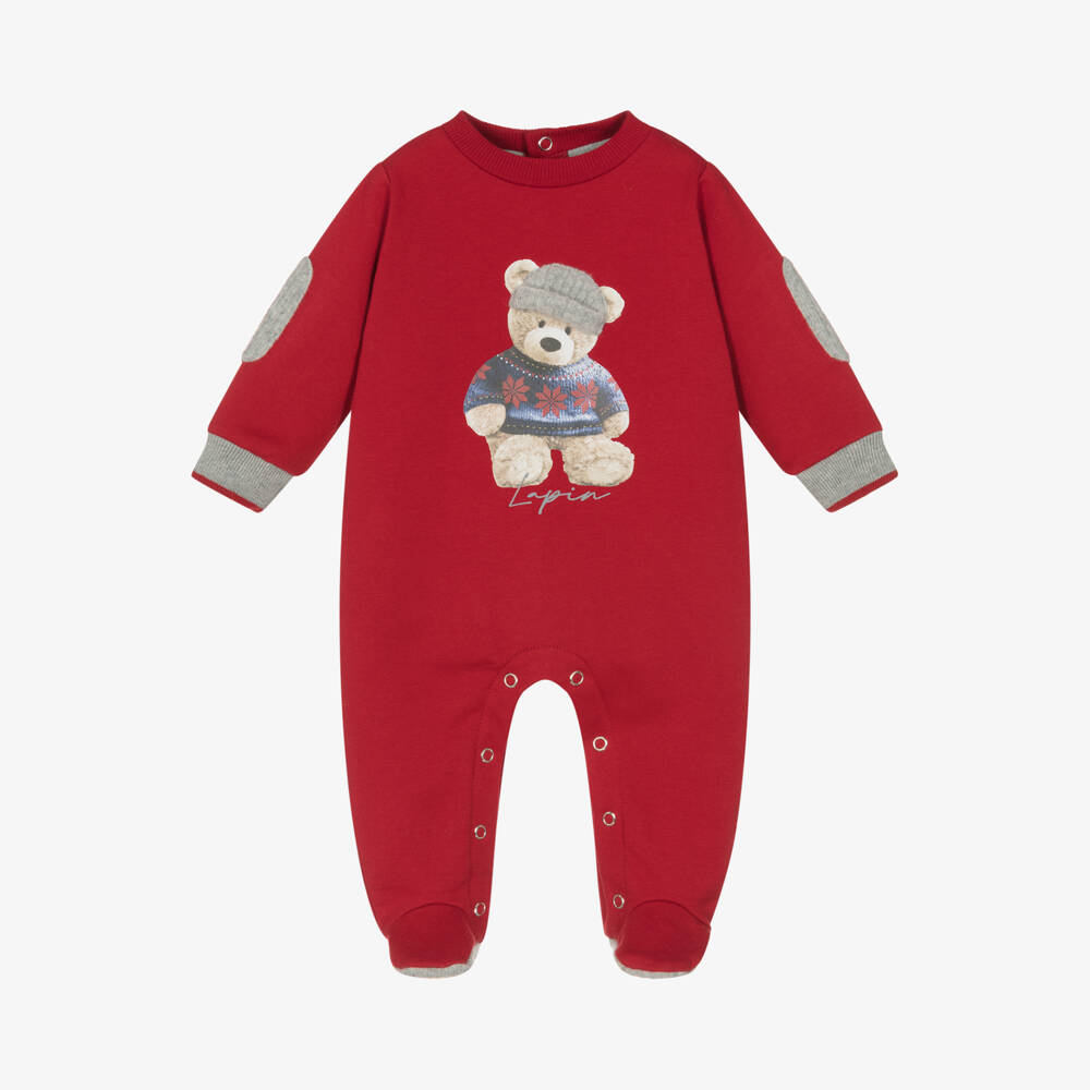 Lapin House-Boys Red Teddy Bear Sleepsuit | Childrensalon Outlet