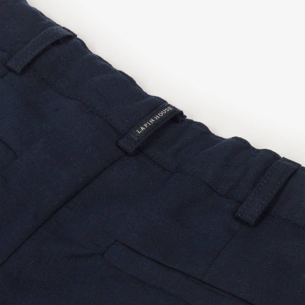 Lapin House-بنطلون كتان رمادي غامق للأولاد مع حزام | Childrensalon Outlet