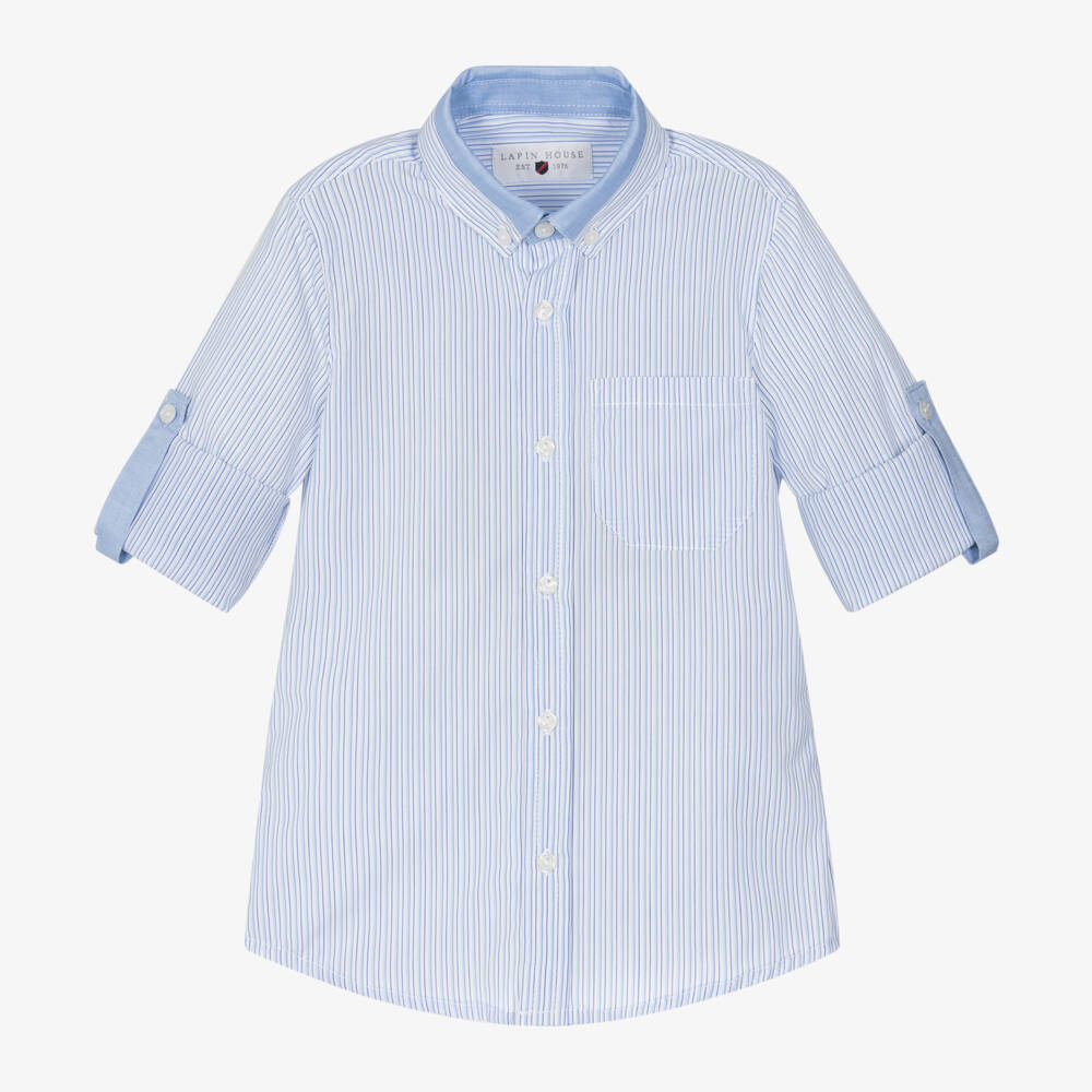Lapin House-Boys Striped Blue Cotton Top | Childrensalon Outlet