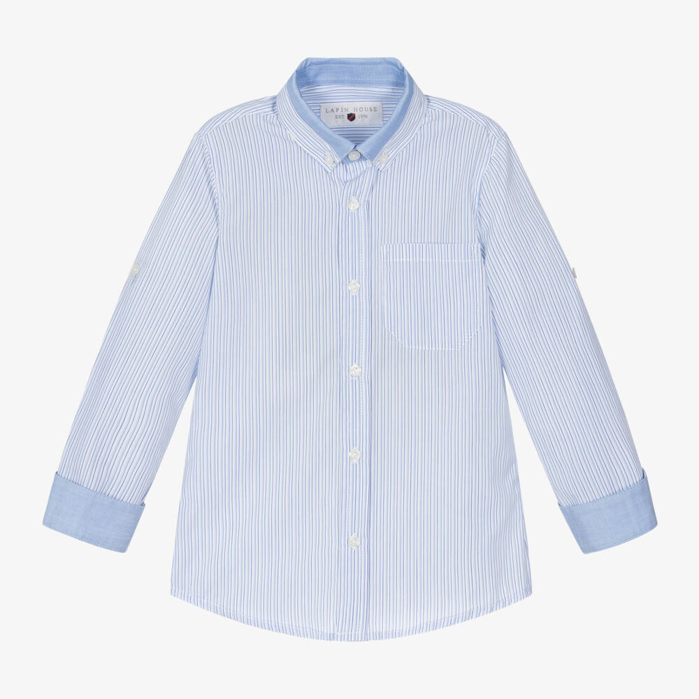 Lapin House-Boys Striped Blue Cotton Top | Childrensalon Outlet
