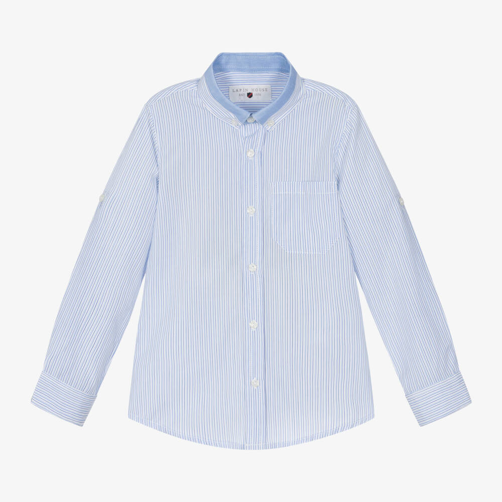 Lapin House-Boys Striped Blue Cotton Top | Childrensalon Outlet
