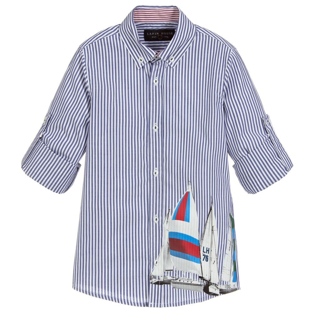 Lapin House - Boys Striped Cotton Shirt | Childrensalon