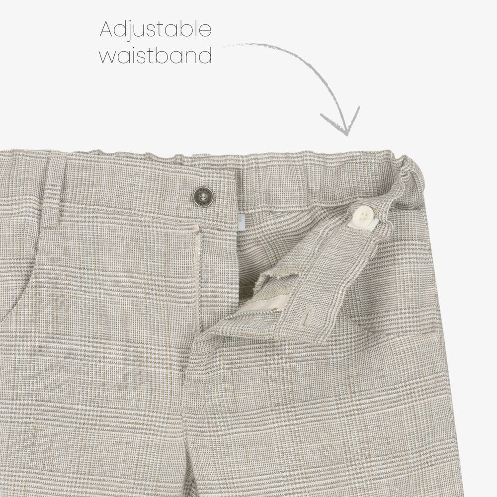 Lapin House-Boys White & Beige Linen Shorts Set | Childrensalon Outlet