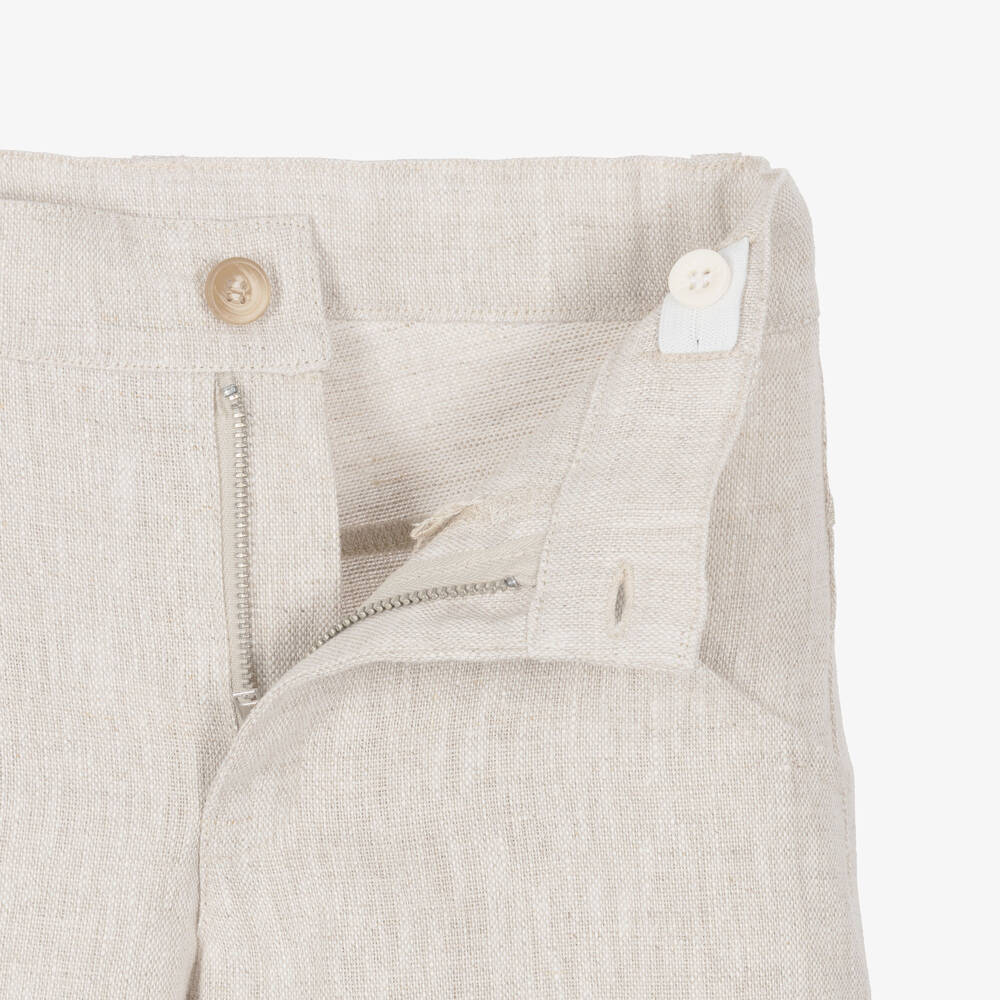 Lapin House-Boys White & Beige Linen Shorts Set | Childrensalon Outlet