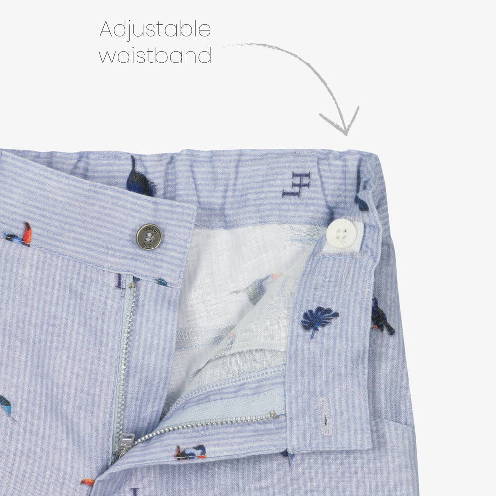 Lapin House-Boys White & Blue Linen Shorts Set  | Childrensalon Outlet