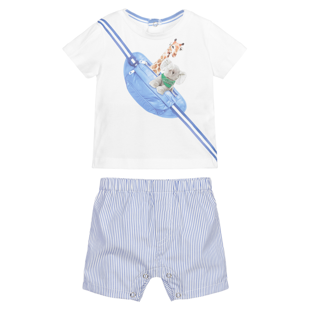 Lapin House-Boys White & Blue Shorts Set | Childrensalon Outlet