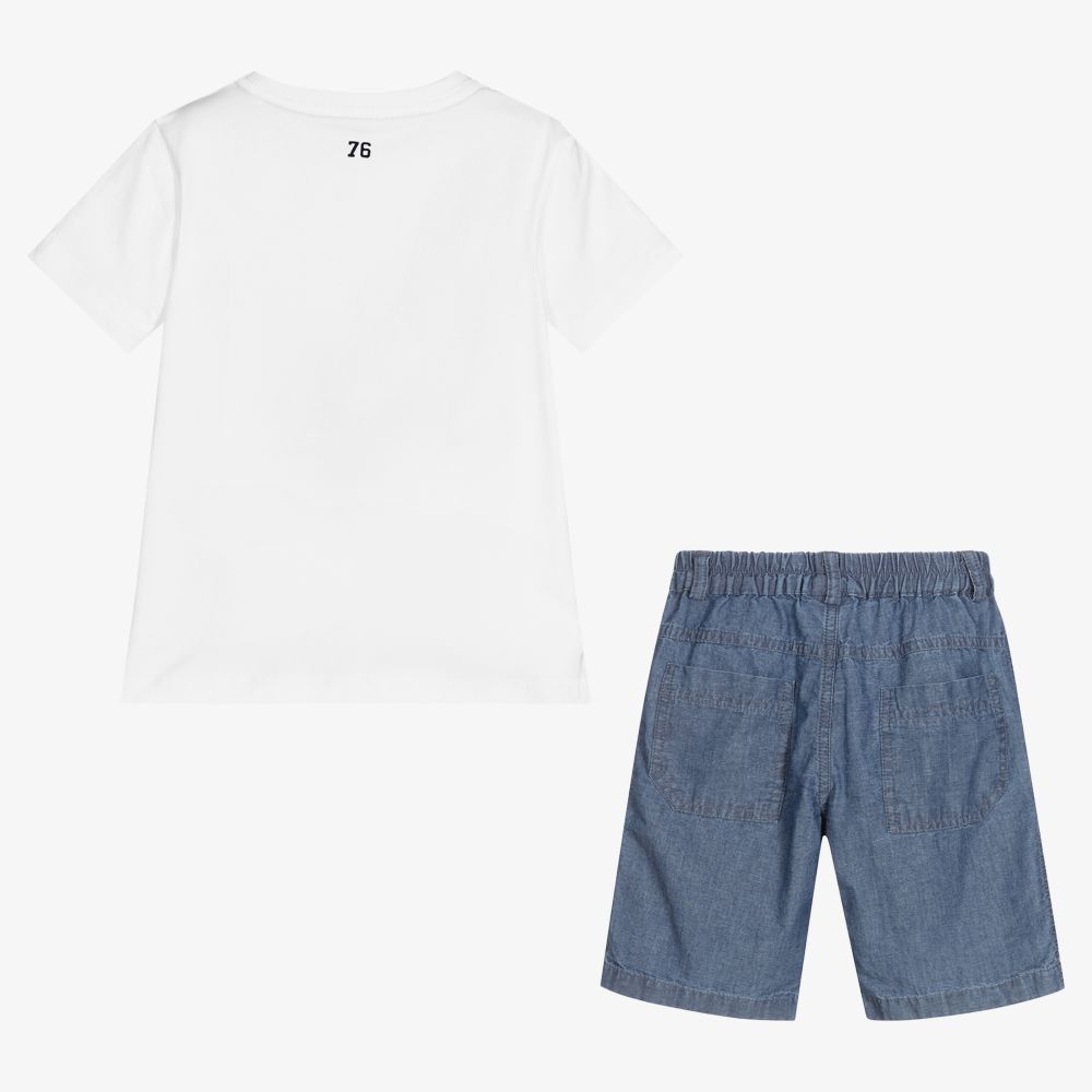 Lapin House-Boys White & Blue Shorts Set | Childrensalon Outlet