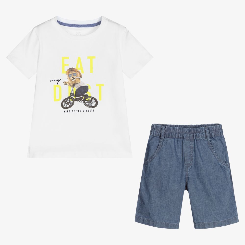 Lapin House-Boys White & Blue Shorts Set | Childrensalon Outlet