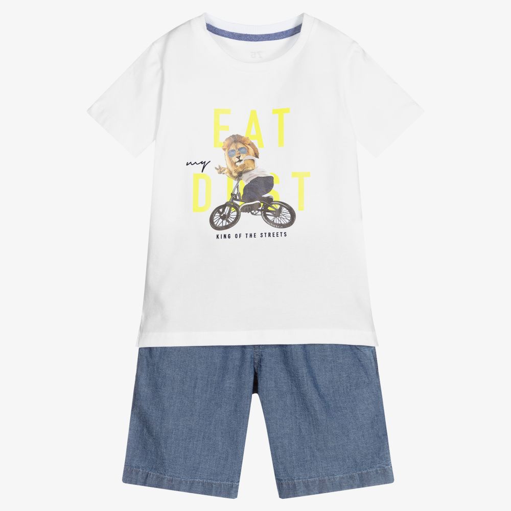 Lapin House-Белая футболка и синие шорты для мальчиков | Childrensalon Outlet